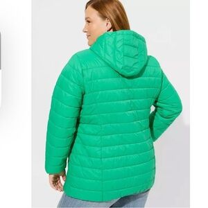 Torrid Packable Puffer Jacket Green Size 00 (L)